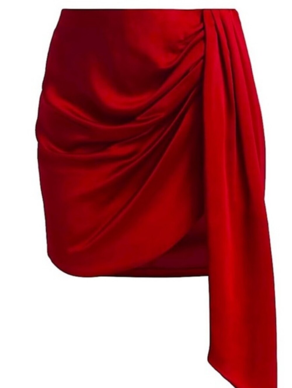 NWT SIMKHAI | Mae Draped Satin Miniskirt Size 6 Carmine Red Wine